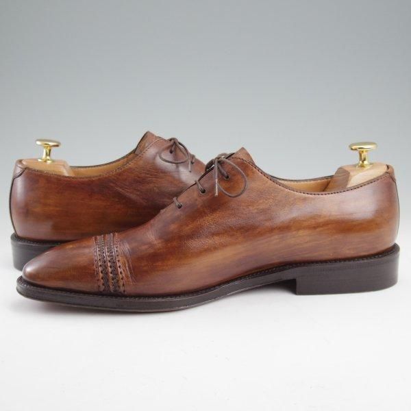 極美品★(伊)タニノクリスチー SIZE 8【世界300足限定★ブラックラピド製法/MEILO】オックスフォードシューズ/茶/TANINO CRISCI★m358
