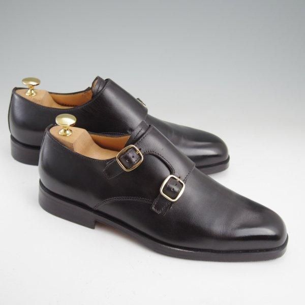 極美品★(伊)タニノクリスチー SIZE 6.5【定価￥216,000-★純正シューツリー付/LUDWIG/ダブルモンク】671/黒/メンズ/TANINO CRISCI★m360