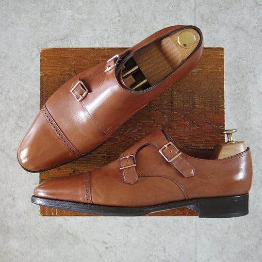 美品★ジョンロブ 8E【現行定価￥312,400-★フィリップ2のダブルモンク仕様/7000ラスト】Philip2 Double Buckle/茶/JOHN LOBB★m366