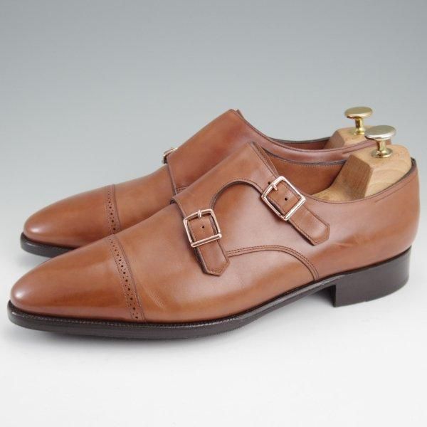 美品★ジョンロブ 8E【現行定価￥312,400-★フィリップ2のダブルモンク仕様/7000ラスト】Philip2 Double Buckle/茶/JOHN LOBB★m366