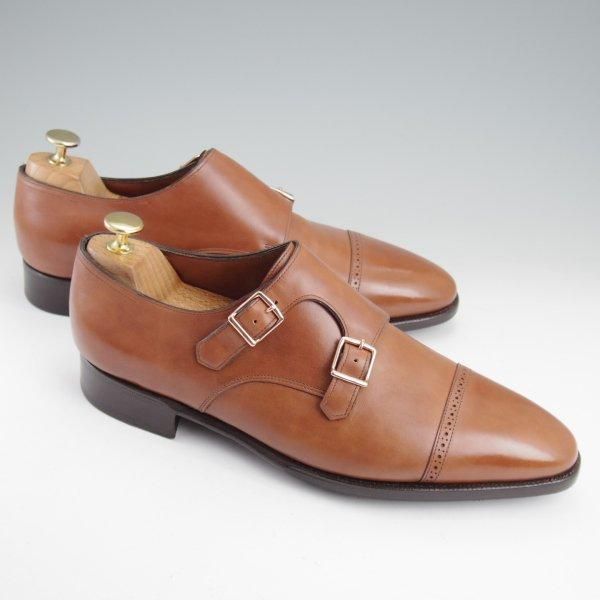 美品★ジョンロブ 8E【現行定価￥312,400-★フィリップ2のダブルモンク仕様/7000ラスト】Philip2 Double Buckle/茶/JOHN LOBB★m366