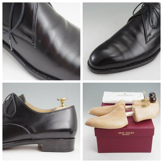 ★(東欧)VASS/ヴァーシュ SIZE 40.5【モデル定価￥159,500-★純正ツリー付き/London 3-eyelet/Vフロント】Fラスト/プレーントゥ/黒★m371