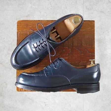 ★J.M.ウエストン 6D【現行定価￥168,300-★ゴルフ/GOLF】641/31ラスト/Uチップ/ボックスカーフ/紺/メンズ/Weston/ウェストン★m393