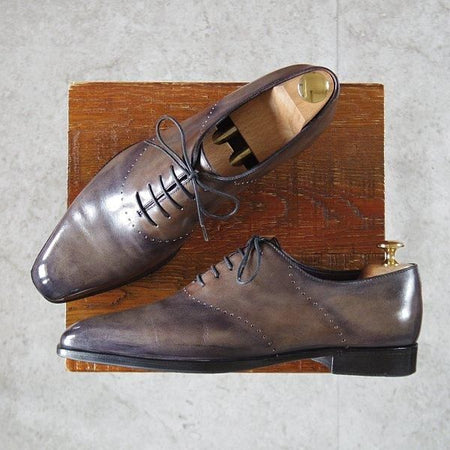 美品★(仏)ベルルッティ SIZE 7【灰茶系パティーヌ★オックスフォードシューズ】ホールカット/メンズ/Berluti★m395