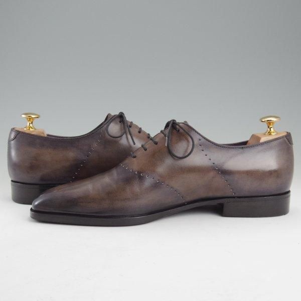 美品★(仏)ベルルッティ SIZE 7【灰茶系パティーヌ★オックスフォードシューズ】ホールカット/メンズ/Berluti★m395