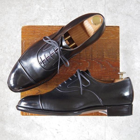 極美品★三陽山長 SIZE 8.5【定価￥176,000-★極 友二郎/フレキシブルグッドイヤーウェルト製法】R2010ラスト/ストレートチップ/黒★m399