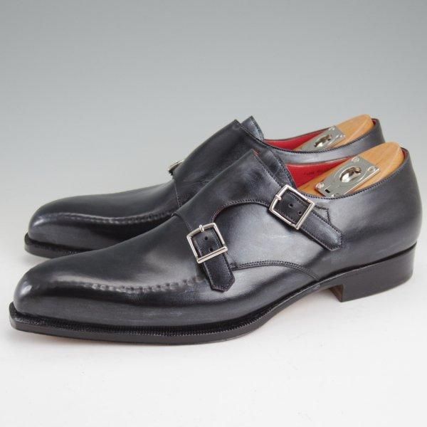 未使用★(伊)シルヴァノ・ラッタンジ SIZE 6.5【現行価格75万円程度★純正ツリー付/GEORGE】シャドウステッチ/ダブルモンク/黒★m413
