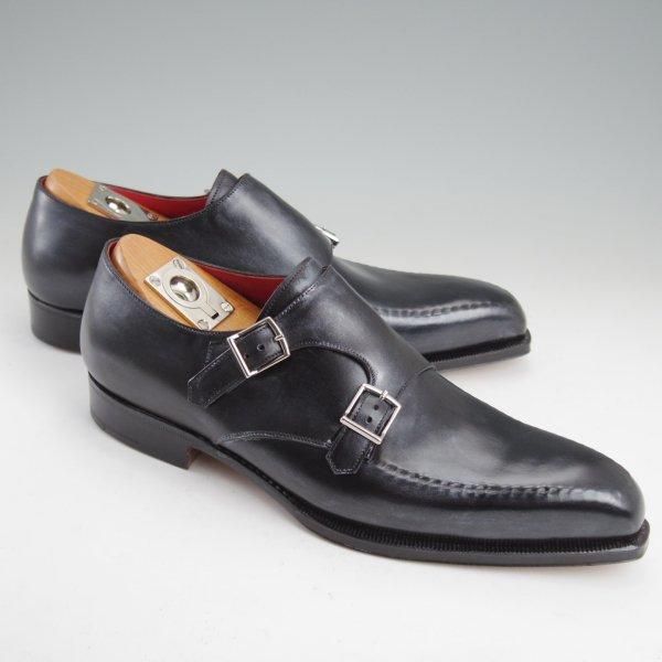 未使用★(伊)シルヴァノ・ラッタンジ SIZE 6.5【現行価格75万円程度★純正ツリー付/GEORGE】シャドウステッチ/ダブルモンク/黒★m413