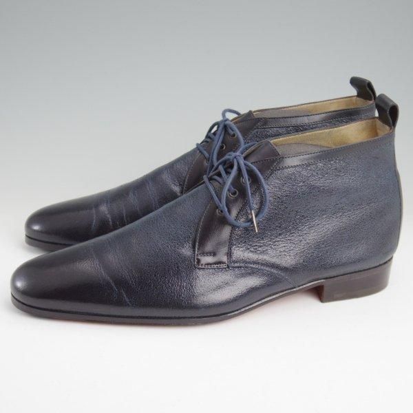 極上★(伊製)HERMES/エルメス SIZE 41【★チャッカブーツ/紺】レザー/メンズ★m420