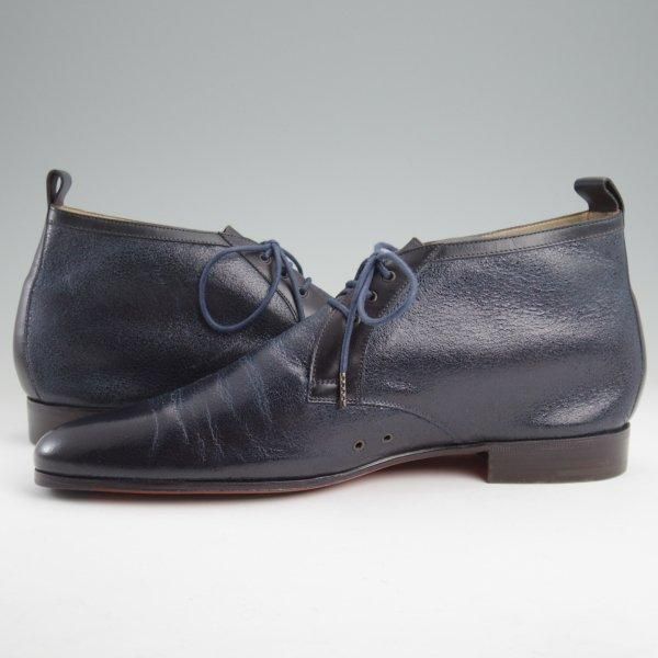 極上★(伊製)HERMES/エルメス SIZE 41【★チャッカブーツ/紺】レザー/メンズ★m420