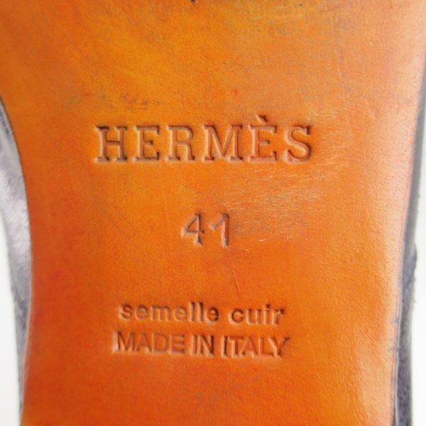 極上★(伊製)HERMES/エルメス SIZE 41【★チャッカブーツ/紺】レザー/メンズ★m420