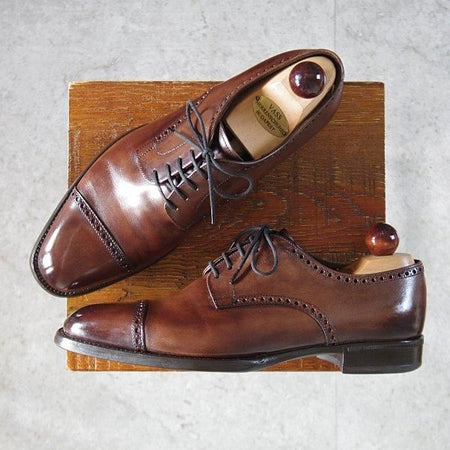 極上★(伊)シルヴァノ・サセッティ SIZE 6.5【ブラックラピド製法★シューツリー付き/クォーターブローグ】濃茶/Silvano Sassetti★m423