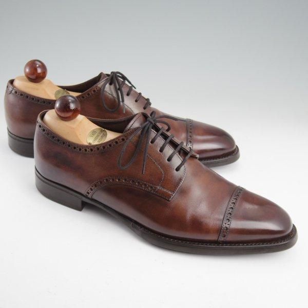 極上★(伊)シルヴァノ・サセッティ SIZE 6.5【ブラックラピド製法★シューツリー付き/クォーターブローグ】濃茶/Silvano Sassetti★m423