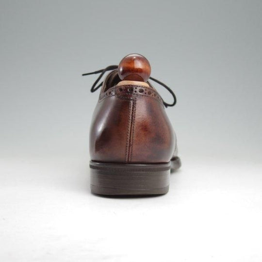 極上★(伊)シルヴァノ・サセッティ SIZE 6.5【ブラックラピド製法★シューツリー付き/クォーターブローグ】濃茶/Silvano Sassetti★m423