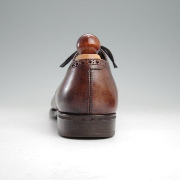極上★(伊)シルヴァノ・サセッティ SIZE 6.5【ブラックラピド製法★シューツリー付き/クォーターブローグ】濃茶/Silvano Sassetti★m423