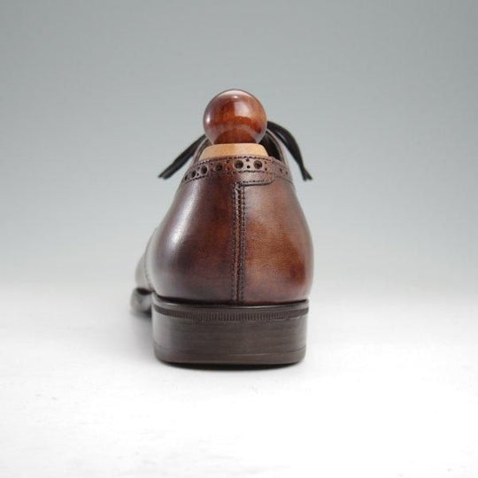極上★(伊)シルヴァノ・サセッティ SIZE 6.5【ブラックラピド製法★シューツリー付き/クォーターブローグ】濃茶/Silvano Sassetti★m423