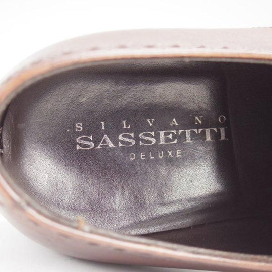 極上★(伊)シルヴァノ・サセッティ SIZE 6.5【ブラックラピド製法★シューツリー付き/クォーターブローグ】濃茶/Silvano Sassetti★m423