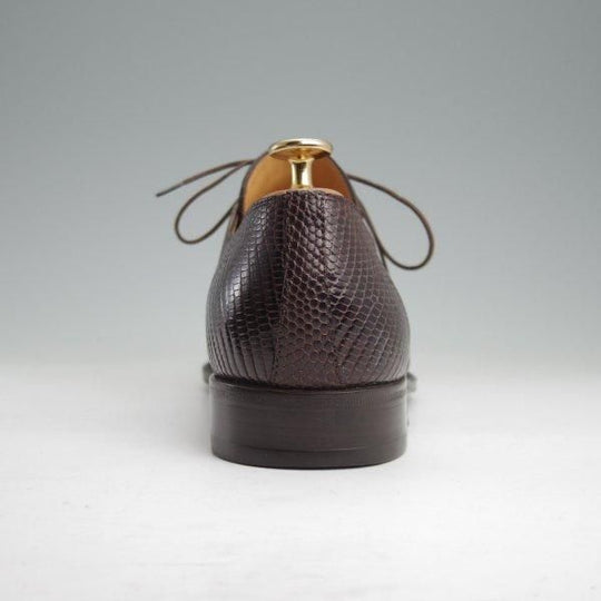 極美品★(伊)タニノクリスチー SIZE 7【高額★リザード仕様/Vフロント】プレーントゥ/濃茶/メンズ/TANINO CRISCI★m425