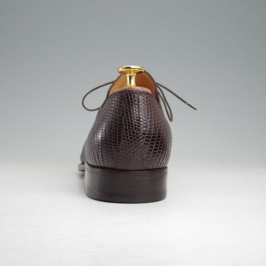 極美品★(伊)タニノクリスチー SIZE 7【高額★リザード仕様/Vフロント】プレーントゥ/濃茶/メンズ/TANINO CRISCI★m425