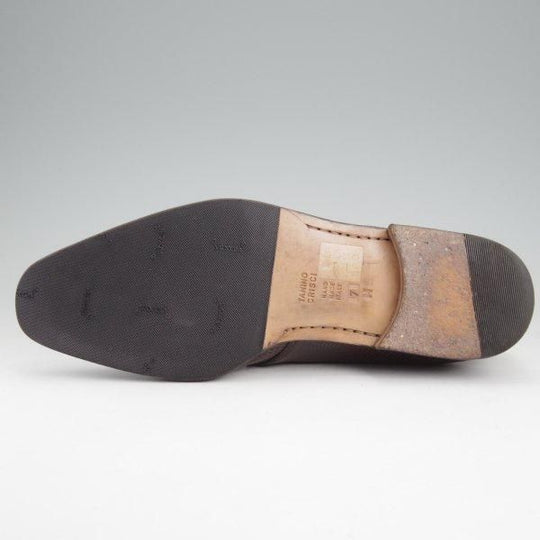 極美品★(伊)タニノクリスチー SIZE 7【高額★リザード仕様/Vフロント】プレーントゥ/濃茶/メンズ/TANINO CRISCI★m425