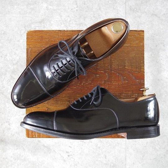 美品★チャーチ 65G/UK6.5【定価￥160,600-★ストレートチップ/DUBAI】136ラスト/ポリッシュドバインダーカーフ/黒/Church's★m452