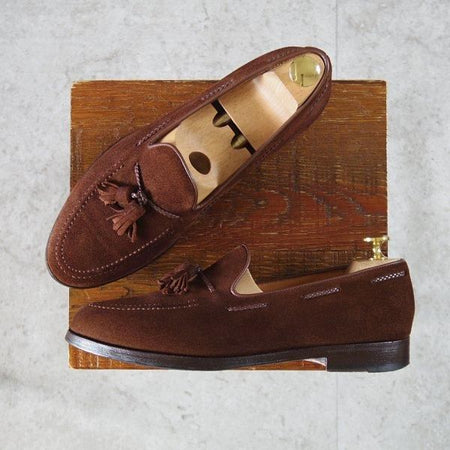 極上★Oriental/オリエンタル SIZE 7【定価￥52,800-★BLACKWELL2/タッセルローファー】419ラスト/スエード/茶/メンズ★m454