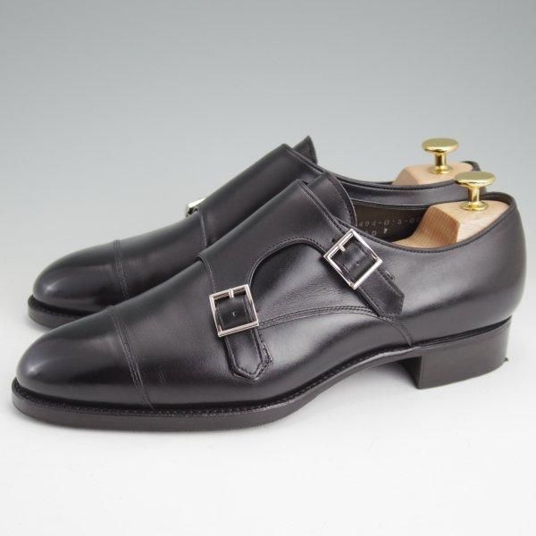 極美品★三陽山長 SIZE 7【定価￥94,600-★源四郎/ダブルモンク/R2010ラスト】カーフ/黒/メンズ/GENSHIRO/Sanyo Yamacho★m456