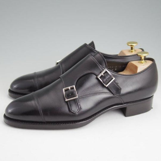 極美品★三陽山長 SIZE 7【定価￥94,600-★源四郎/ダブルモンク/R2010ラスト】カーフ/黒/メンズ/GENSHIRO/Sanyo Yamacho★m456