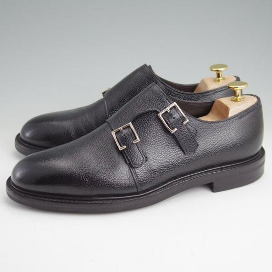 美品★ジョンロブ 6.5E【定価￥267,300-★MORVAL/(水牛)バッファローレザー仕様】0015ラスト/ダブルモンク/黒/メンズ/JOHN LOBB★m480