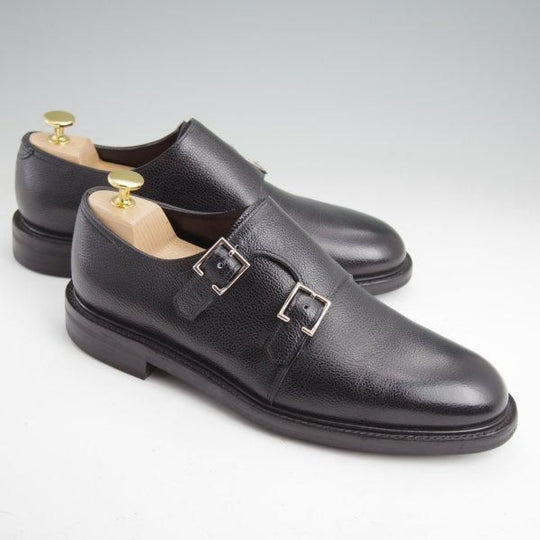 美品★ジョンロブ 6.5E【定価￥267,300-★MORVAL/(水牛)バッファローレザー仕様】0015ラスト/ダブルモンク/黒/メンズ/JOHN LOBB★m480