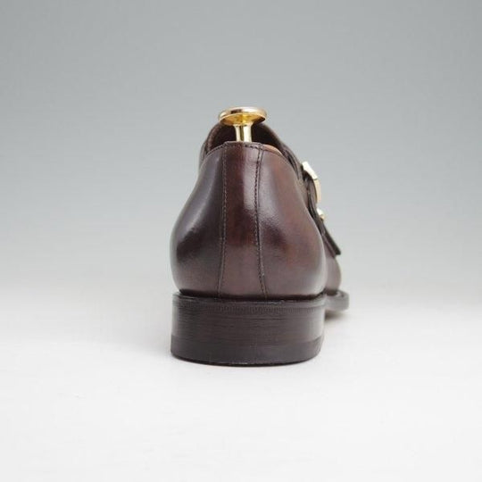 極美品★(伊)サントーニ SIZE 8【定価￥140,800-★グッドイヤーウェルテッド製法/ダブルモンク】16036/カーフ/濃茶/メンズ/Santoni★m482