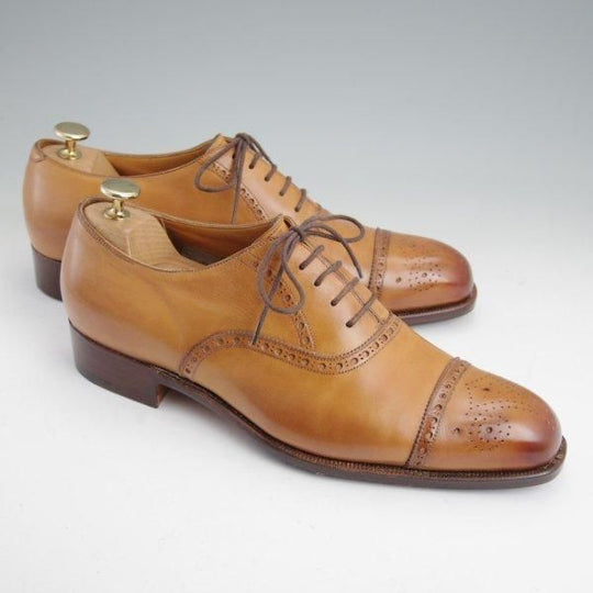 極上★(伊)シルヴァノ・ラッタンジ SIZE 7.5【現行定価80万円程度★純正ツリー付/ASQUIT/セミブローグ】薄茶/Silvano Lattanzi★m487