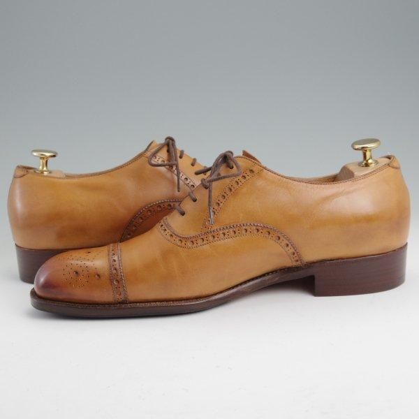 極上★(伊)シルヴァノ・ラッタンジ SIZE 7.5【現行定価80万円程度★純正ツリー付/ASQUIT/セミブローグ】薄茶/Silvano Lattanzi★m487