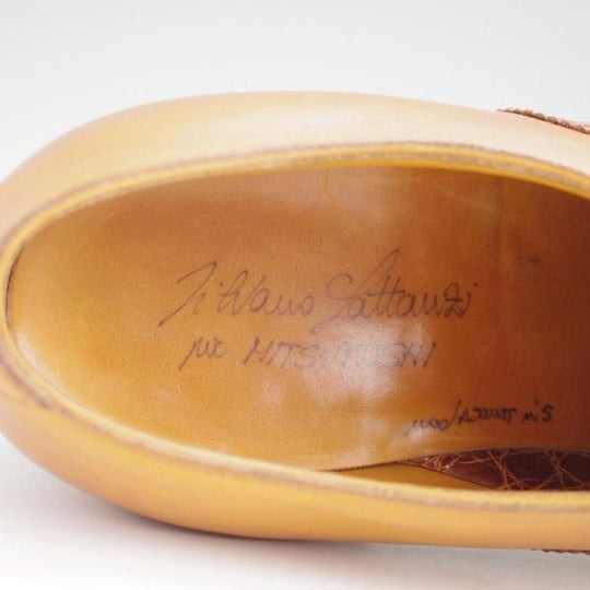 極上★(伊)シルヴァノ・ラッタンジ SIZE 7.5【現行定価80万円程度★純正ツリー付/ASQUIT/セミブローグ】薄茶/Silvano Lattanzi★m487