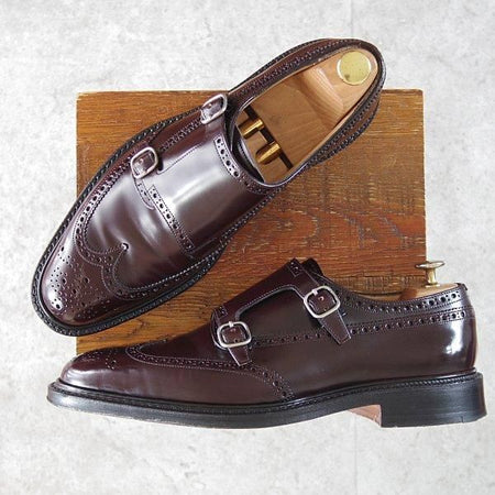 美品★チャーチ 80F/UK8【現行5都市ロゴ★ダブルモンク/MONKTON/173ラスト】ロイスカーフ/赤茶/メンズ/Church's★m492