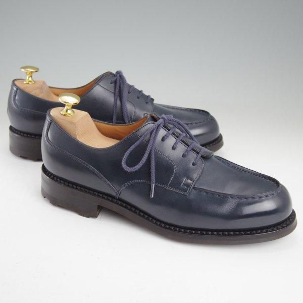 使用数回★J.M.ウエストン 6D【現行定価￥168,300-★ゴルフ/GOLF】641/31ラスト/Uチップ/ボックスカーフ/紺/Weston/ウェストン★m496