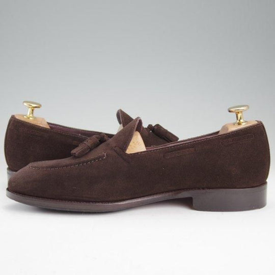 極上★(スペイン製)カルミナ SIZE 6【定価￥89,100-★タッセルローファー/80215】UETAMラスト/スエード/濃茶/メンズ/CARMINA★m500