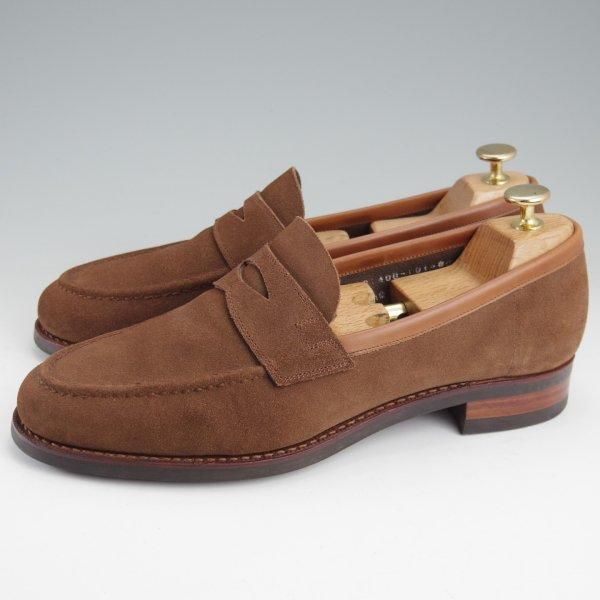 極上★三陽山長 SIZE 8【定価￥88,000-★弥伍郎/R2013ラスト】コインローファー/スエード/茶/メンズ/Sanyo Yamacho★m506