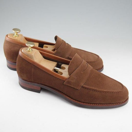 極上★三陽山長 SIZE 8【定価￥88,000-★弥伍郎/R2013ラスト】コインローファー/スエード/茶/メンズ/Sanyo Yamacho★m506
