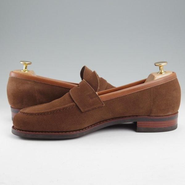 極上★三陽山長 SIZE 8【定価￥88,000-★弥伍郎/R2013ラスト】コインローファー/スエード/茶/メンズ/Sanyo Yamacho★m506