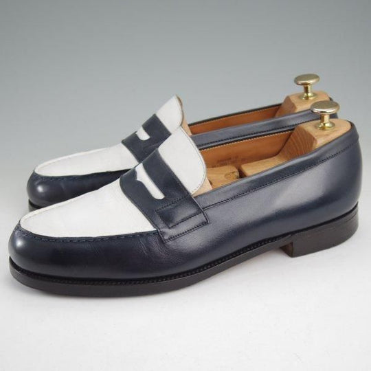 極上★J.M.ウエストン 7.5E【現行定価￥151,800-★180/コインローファー】41ラスト/カーフ/紺×白/メンズ/Weston/ウェストン★m510