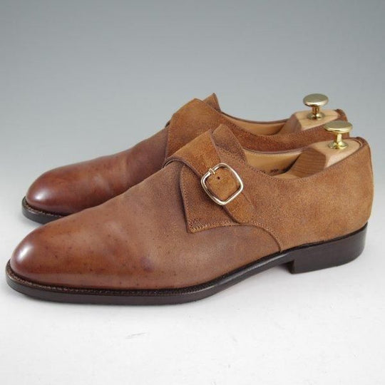 極上★(伊)F.LLIジャコメッティ SIZE 41【貴重★つま先コードバン仕様/FG397】モンクストラップ/茶/Giacometti★m527