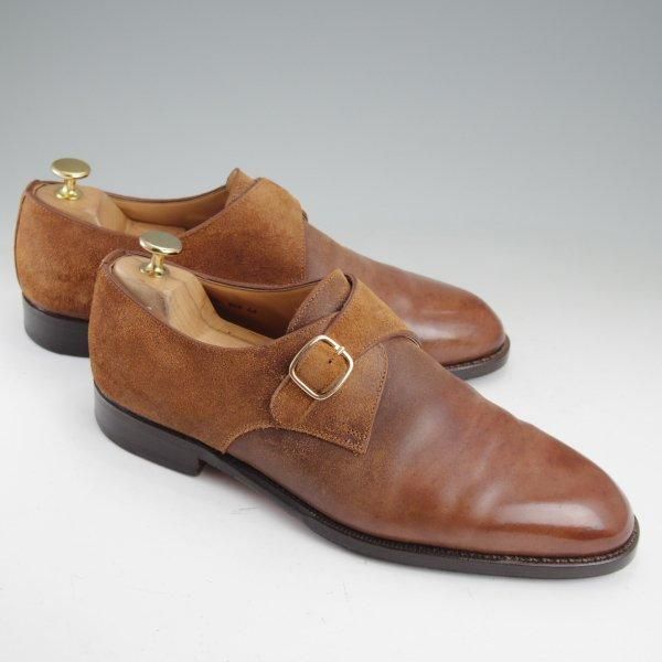 極上★(伊)F.LLIジャコメッティ SIZE 41【貴重★つま先コードバン仕様/FG397】モンクストラップ/茶/Giacometti★m527