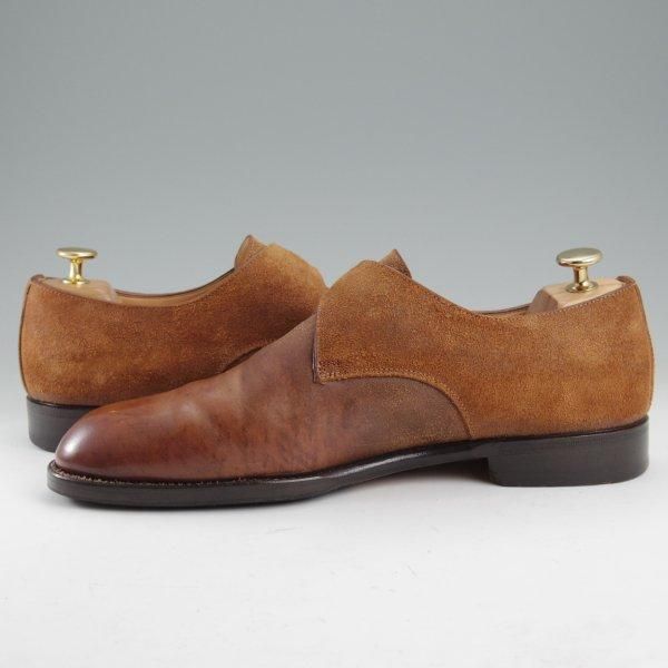 極上★(伊)F.LLIジャコメッティ SIZE 41【貴重★つま先コードバン仕様/FG397】モンクストラップ/茶/Giacometti★m527