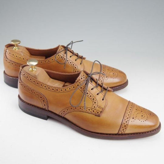 極上★(米)アレンエドモンズ 8.5D【現行定価10万円程度★Sanford/サンフォード】セミブローグ/カーフ/薄茶/メンズ/ALLEN EDMONDS★m534