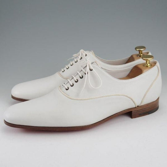 未使用★(伊製)HERMES/エルメス SIZE 42【貴重★CHEVRE(山羊革)仕様/プレーントゥ】白/メンズ★m535