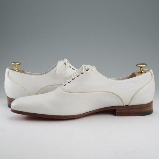 未使用★(伊製)HERMES/エルメス SIZE 42【貴重★CHEVRE(山羊革)仕様/プレーントゥ】白/メンズ★m535