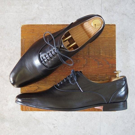 美品★(伊製)HERMES/エルメス SIZE 42【貴重★CHEVRE(山羊革)仕様/プレーントゥ】黒/メンズ★m536