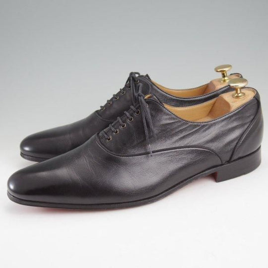 美品★(伊製)HERMES/エルメス SIZE 42【貴重★CHEVRE(山羊革)仕様/プレーントゥ】黒/メンズ★m536