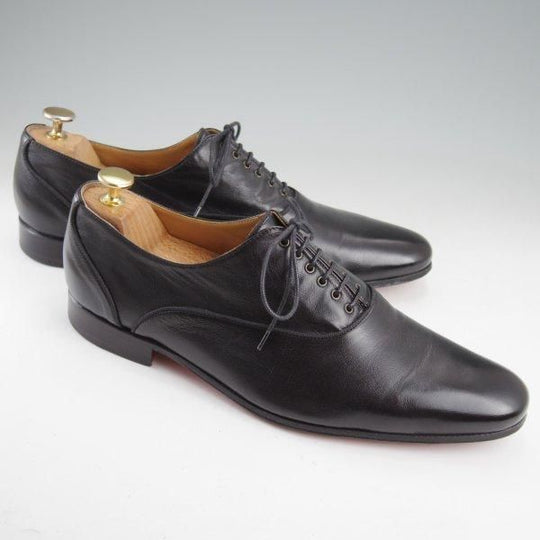 美品★(伊製)HERMES/エルメス SIZE 42【貴重★CHEVRE(山羊革)仕様/プレーントゥ】黒/メンズ★m536